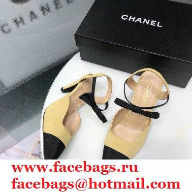 Chanel Heel 8cm Pumps with Bow Strap G36360 Suede Beige 2020