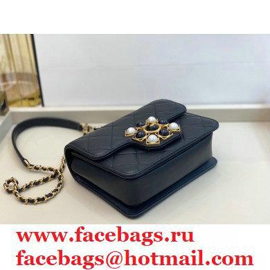 Chanel Lambskin with Onyx and Pearls Mini Flap Bag AS1889 Black 2020