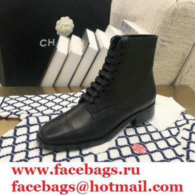 Chanel Logo Lace-Ups Ankle Boots CH23 2020