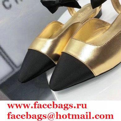 Chanel Mary Janes with Bow Strap G36361 Metallic Gold 2020