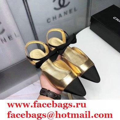 Chanel Mary Janes with Bow Strap G36361 Metallic Gold 2020