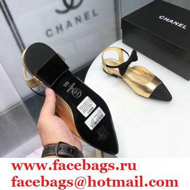 Chanel Mary Janes with Bow Strap G36361 Metallic Gold 2020 - Click Image to Close