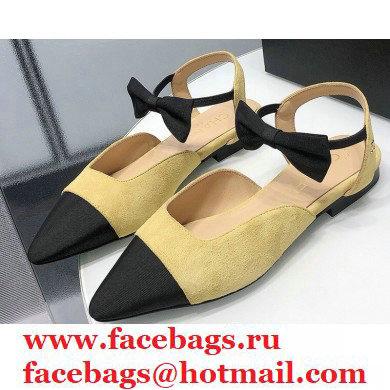 Chanel Mary Janes with Bow Strap G36361 Suede Beige 2020