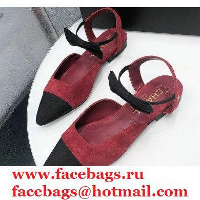 Chanel Mary Janes with Bow Strap G36361 Suede Burgundy 2020