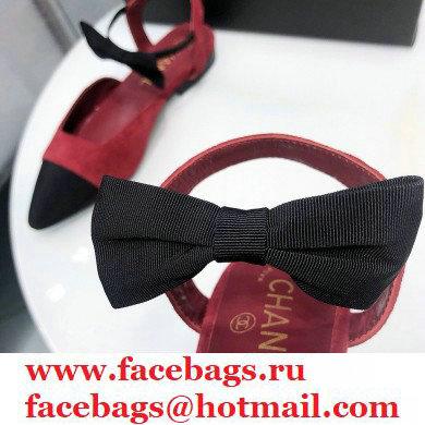 Chanel Mary Janes with Bow Strap G36361 Suede Burgundy 2020