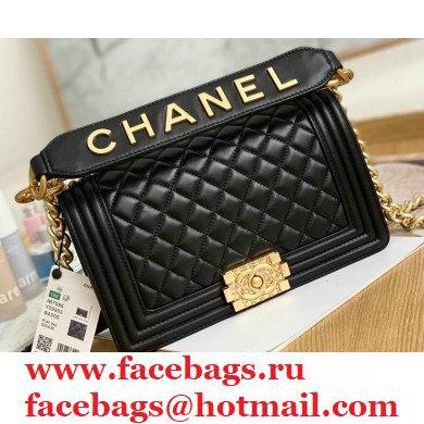 Chanel Medium Boy Flap Bag Black with Removable Logo Handle