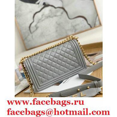 Chanel Medium Boy Flap Bag Gray with Removable Logo Handle