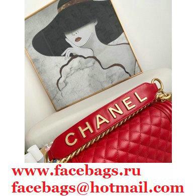 Chanel Medium Boy Flap Bag Red with Removable Logo Handle - Click Image to Close