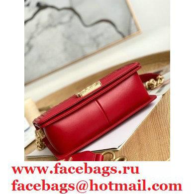 Chanel Medium Boy Flap Bag Red with Removable Logo Handle