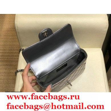 Chanel Mini Flap Bag AS1665 with Circle Handle Metallic Gun Color 2020 - Click Image to Close