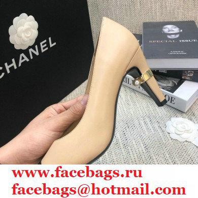 Chanel Pearl High Heel Pumps Beige 2020 - Click Image to Close