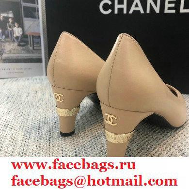 Chanel Pearl Low Heel Pumps Beige 2020 - Click Image to Close