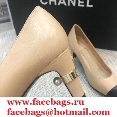 Chanel Pearl Low Heel Pumps Beige 2020 - Click Image to Close