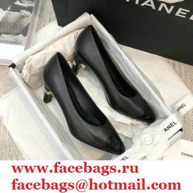Chanel Pearl Low Heel Pumps Black 2020 - Click Image to Close