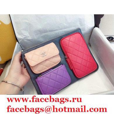 Chanel Pouch Clutch Bag with Multiple Pockets 1054 Gray/Red/Beige/Purple 2020 - Click Image to Close