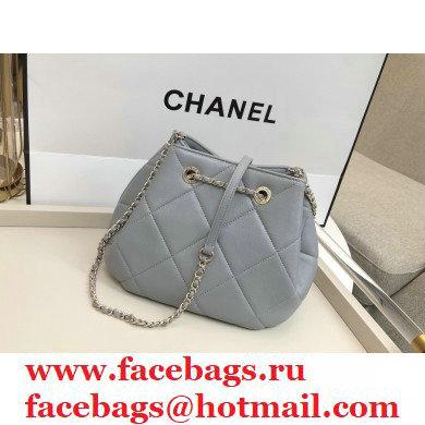 Chanel Quilted Small Drawstring Bucket Bag AS1801 Gray 2020