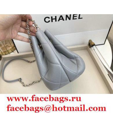 Chanel Quilted Small Drawstring Bucket Bag AS1801 Gray 2020