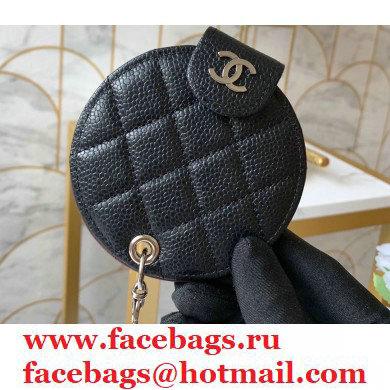 Chanel Round Mirror Grained Calfskin Black - Click Image to Close