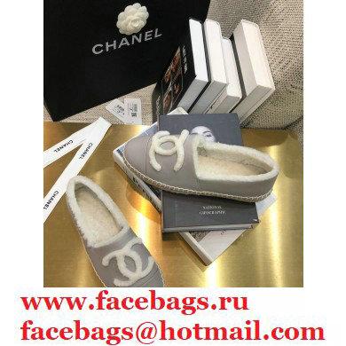 Chanel Shearling Fur Lining CC Logo Espadrilles Gray 2020 - Click Image to Close