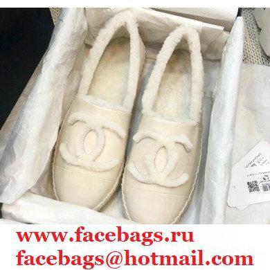 Chanel Shearling Fur Lining CC Logo Espadrilles White 2020 - Click Image to Close