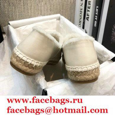Chanel Shearling Fur Lining CC Logo Espadrilles White 2020 - Click Image to Close