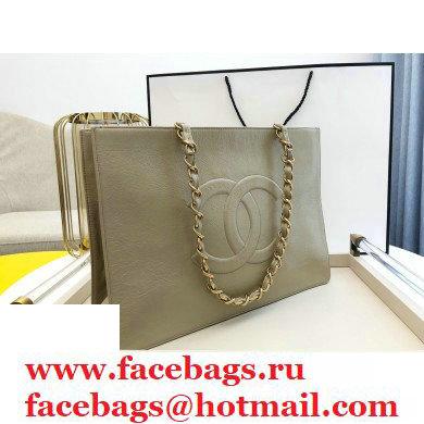 Chanel Shiny Aged Calfskin Horizontal Shopping Tote Bag AS1943 Beige 2020