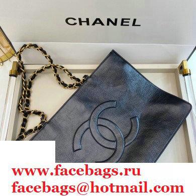 Chanel Shiny Aged Calfskin Horizontal Shopping Tote Bag AS1943 Black 2020 - Click Image to Close