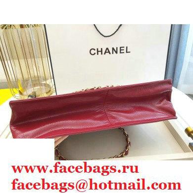 Chanel Shiny Aged Calfskin Horizontal Shopping Tote Bag AS1943 Dark Red 2020 - Click Image to Close