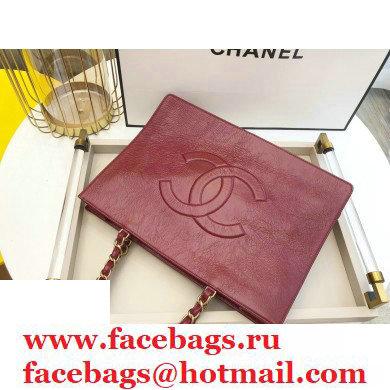 Chanel Shiny Aged Calfskin Horizontal Shopping Tote Bag AS1943 Dark Red 2020 - Click Image to Close