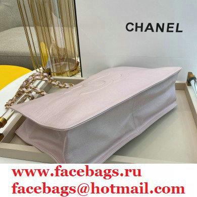 Chanel Shiny Aged Calfskin Horizontal Shopping Tote Bag AS1943 Light Pink 2020