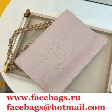Chanel Shiny Aged Calfskin Horizontal Shopping Tote Bag AS1943 Light Pink 2020