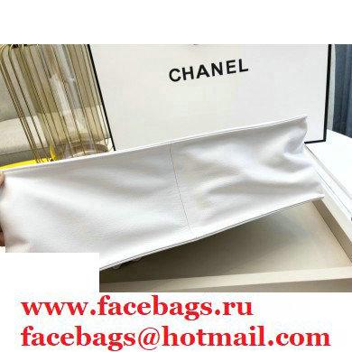Chanel Shiny Aged Calfskin Horizontal Shopping Tote Bag AS1943 White 2020 - Click Image to Close