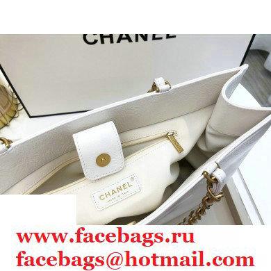 Chanel Shiny Aged Calfskin Horizontal Shopping Tote Bag AS1943 White 2020
