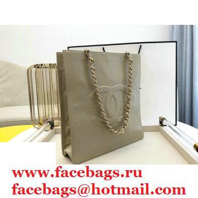 Chanel Shiny Aged Calfskin Vertical Shopping Tote Bag AS1945 Beige 2020 - Click Image to Close
