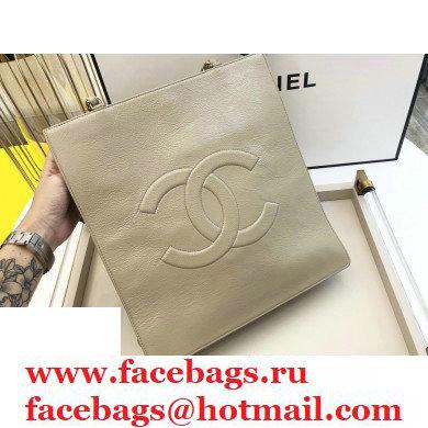 Chanel Shiny Aged Calfskin Vertical Shopping Tote Bag AS1945 Beige 2020