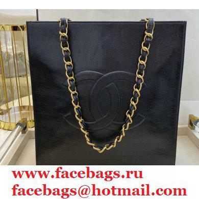 Chanel Shiny Aged Calfskin Vertical Shopping Tote Bag AS1945 Black 2020 - Click Image to Close
