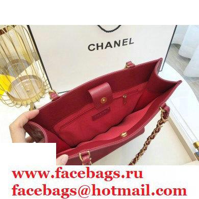 Chanel Shiny Aged Calfskin Vertical Shopping Tote Bag AS1945 Dark Red 2020