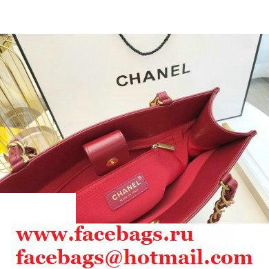Chanel Shiny Aged Calfskin Vertical Shopping Tote Bag AS1945 Dark Red 2020