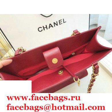 Chanel Shiny Aged Calfskin Vertical Shopping Tote Bag AS1945 Dark Red 2020 - Click Image to Close