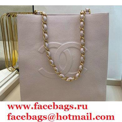 Chanel Shiny Aged Calfskin Vertical Shopping Tote Bag AS1945 Light Pink 2020 - Click Image to Close
