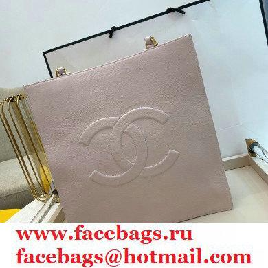 Chanel Shiny Aged Calfskin Vertical Shopping Tote Bag AS1945 Light Pink 2020