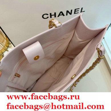 Chanel Shiny Aged Calfskin Vertical Shopping Tote Bag AS1945 Light Pink 2020