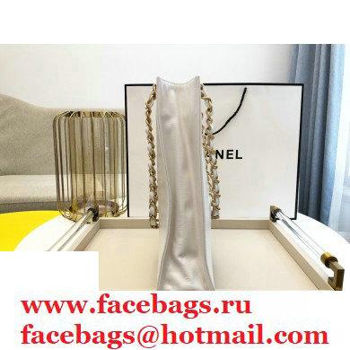 Chanel Shiny Aged Calfskin Vertical Shopping Tote Bag AS1945 White 2020