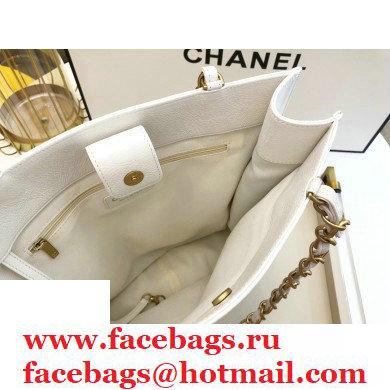 Chanel Shiny Aged Calfskin Vertical Shopping Tote Bag AS1945 White 2020 - Click Image to Close