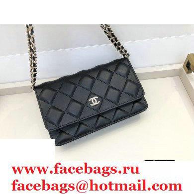 Chanel Shiny Crumpled Goatskin Wallet on Chain WOC Bag AP1530 Black 2020 - Click Image to Close