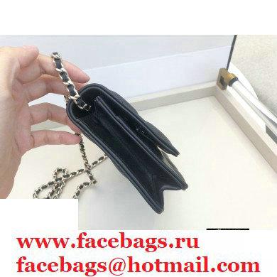 Chanel Shiny Crumpled Goatskin Wallet on Chain WOC Bag AP1530 Black 2020 - Click Image to Close