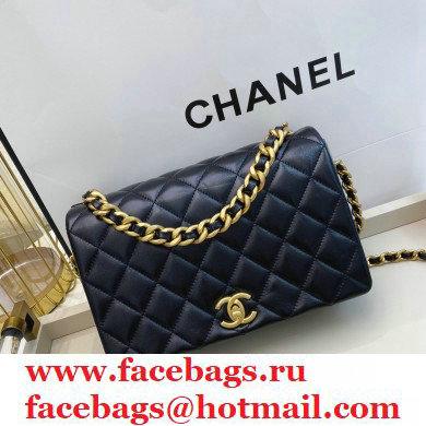 Chanel Shiny Lambskin Flap Bag AS1977 Black 2020 - Click Image to Close