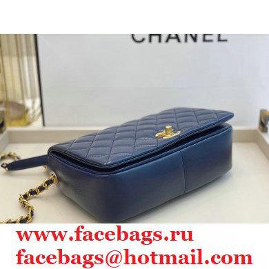 Chanel Shiny Lambskin Flap Bag AS1977 Navy Blue 2020