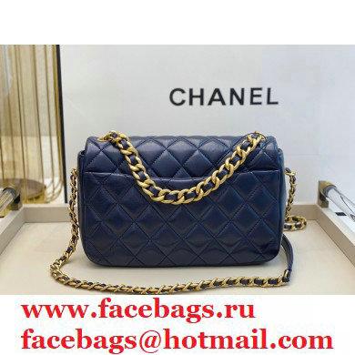 Chanel Shiny Lambskin Flap Bag AS1977 Navy Blue 2020