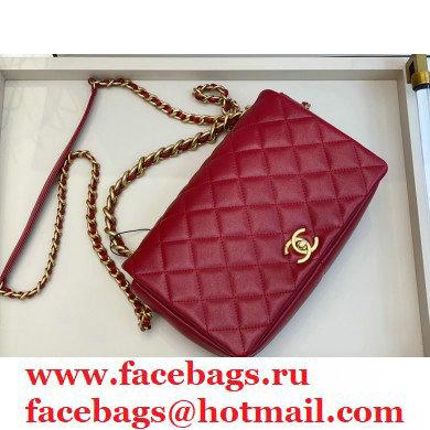 Chanel Shiny Lambskin Flap Bag AS1977 Red 2020
